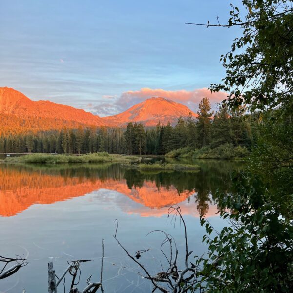 Dusk at Lassen National Park on a camping adventure in the Pacific Northwest