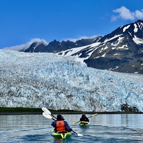 Kayakers at glacier on Alaska Experience