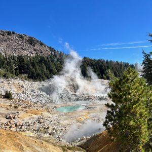 Pacific Northwest hike in Lassen National Volcanic Park on a group camping tour.
