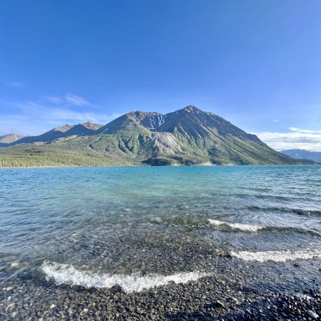 Waves lap on the shore of Kathleen Lake in Kluane National Park on the Alaska Expedition